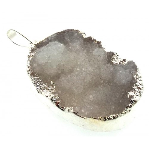 Himalayan Druzy Quartz Crystal Electroplated Pendant Design 11